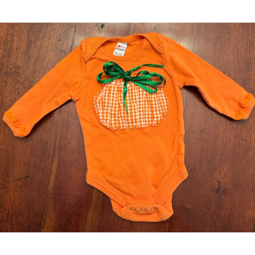 Halloween/Fall/Thanksgiving Orange Appliquéd Earth‎ Elements  3-6 Months